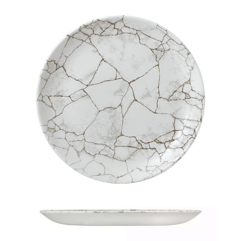 PLATE COUPE AGATE GREY 288MM, KINTSUGI