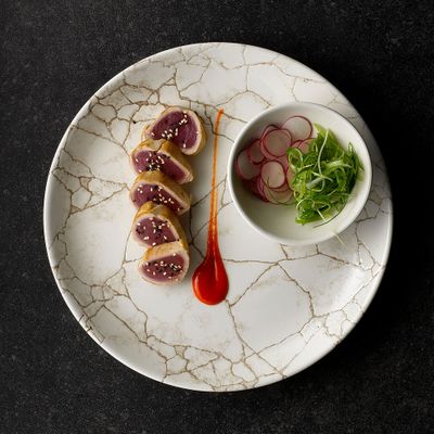 PLATE COUPE AGATE GREY 288MM, KINTSUGI