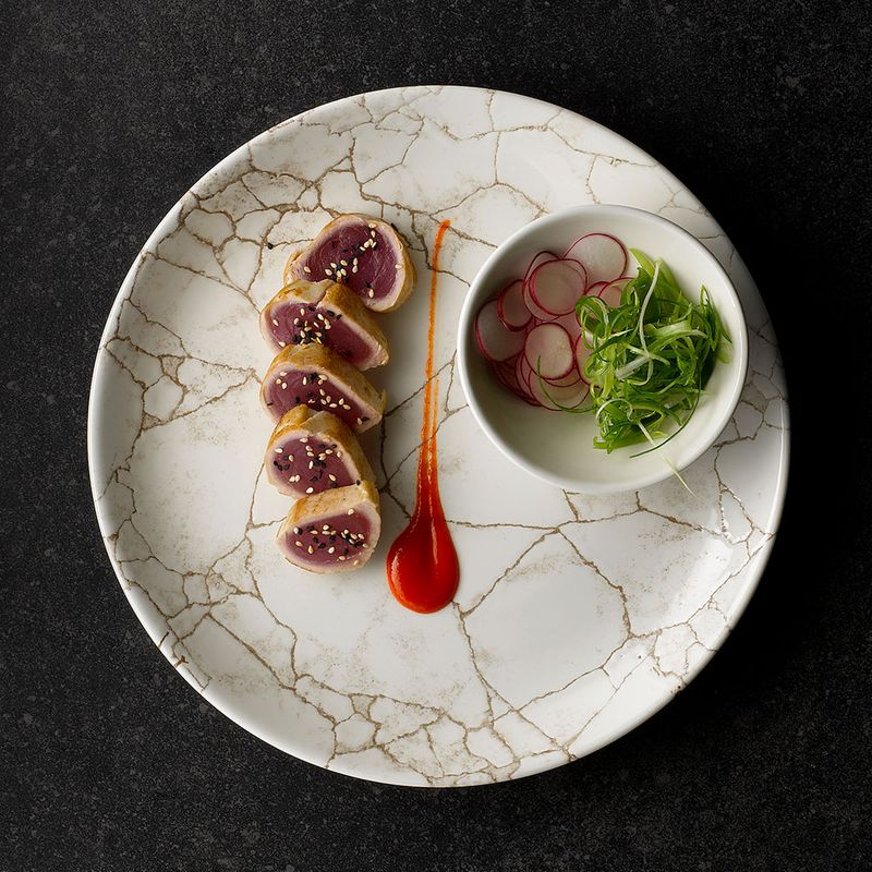 PLATE COUPE AGATE GREY 288MM, KINTSUGI