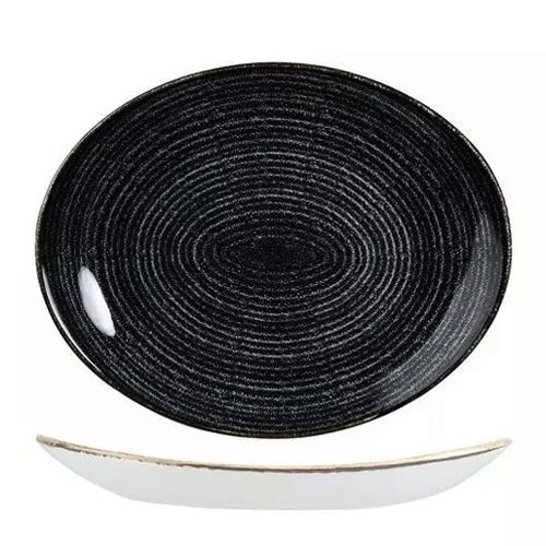 PLATE OVAL CHARCOAL 317X255MM, CH/HILL STUDIO