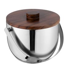 ICE BUCKET DBL WALL SS/TIMBER LID, AVANTI