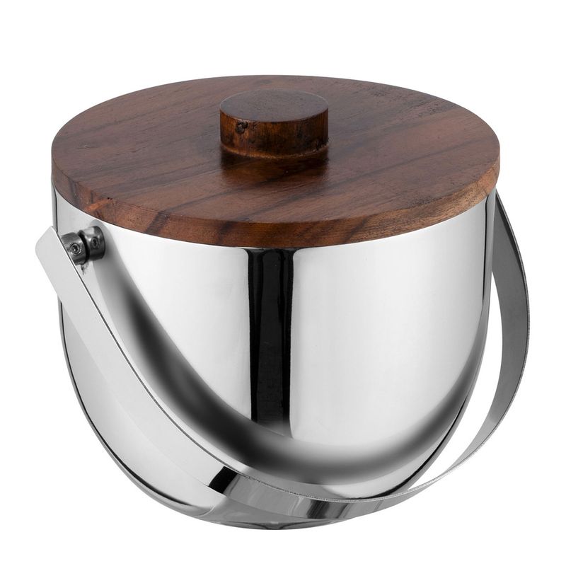 ICE BUCKET DBL WALL SS/TIMBER LID, AVANTI