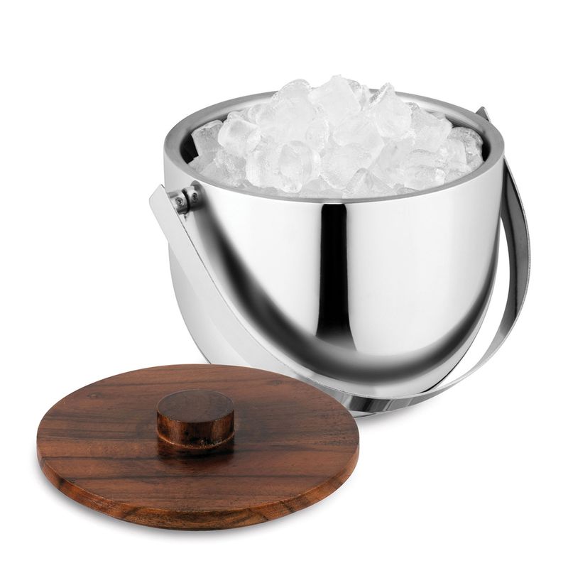 ICE BUCKET DBL WALL SS/TIMBER LID, AVANTI
