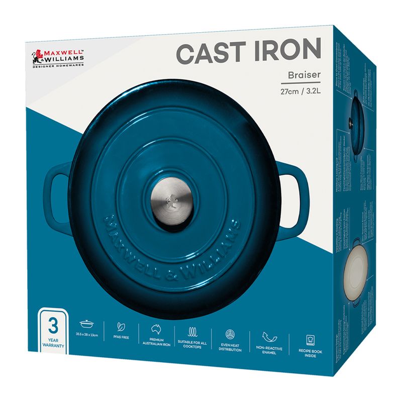 CASSEROLE RND SHALLOW BLUE 27CM/3.3LT MW