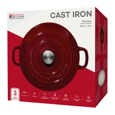 CASSEROLE RND SHALLOW MERLOT 27CM/3.3LT MW