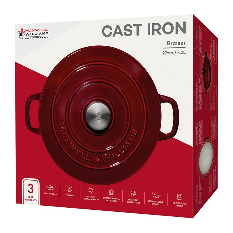 CASSEROLE RND SHALLOW MERLOT 27CM/3.3LT MW