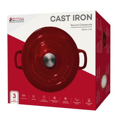 CASSEROLE RND MERLOT 26CM/4LT MW