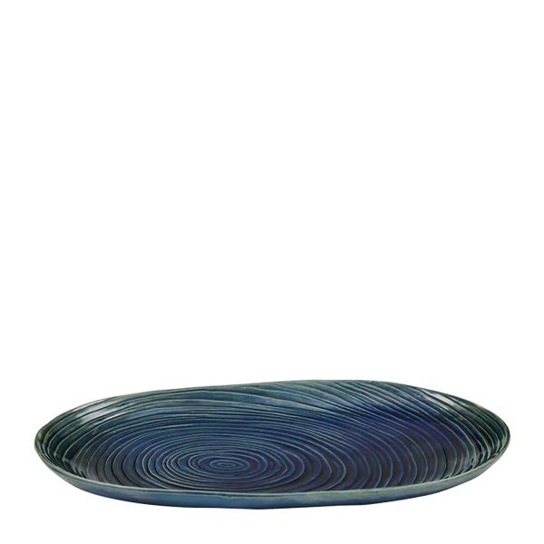 PLATTER NAVY 17.5X33X2CM, MOLLUSC