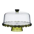CAKE STAND W/DOME ACRYLIC GREEN 30CM, CIBO