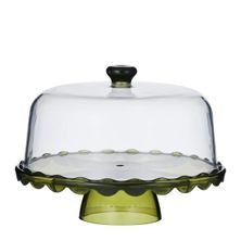 CAKE STAND W/DOME ACRYLIC GREEN 30CM, CIBO