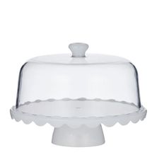 CAKE STAND W/DOME ACRYLIC WHITE 30CM, CIBO