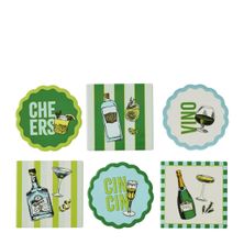 COASTERS CERAMIC 10CM ASST EA, GIMLET CDU-48