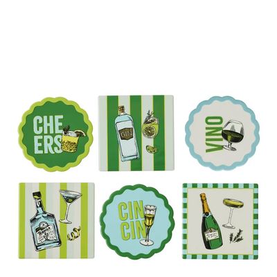 COASTERS CERAMIC 10CM ASST EA, GIMLET CDU-48