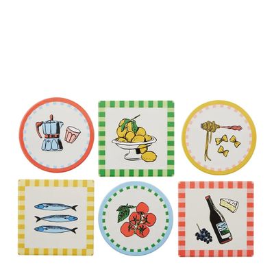 COASTERS CERAMIC 10CM ASST EA, SARDINA CDU-48
