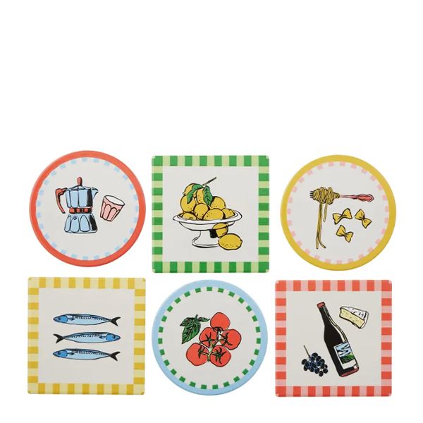 COASTERS CERAMIC 10CM ASST EA, SARDINA CDU-48