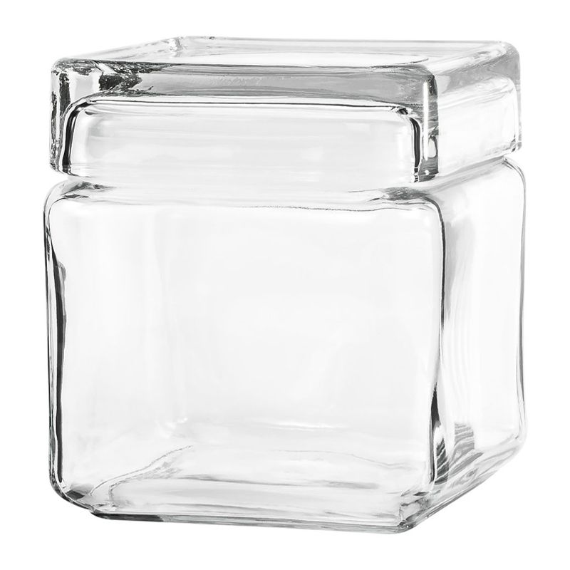 JAR SQUARE STACKABLE 950ML GLASS