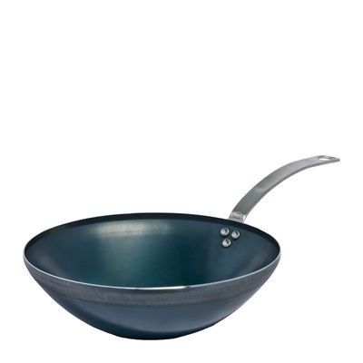 WOK 30CM CARBON STEEL, SEASONED MADE IN