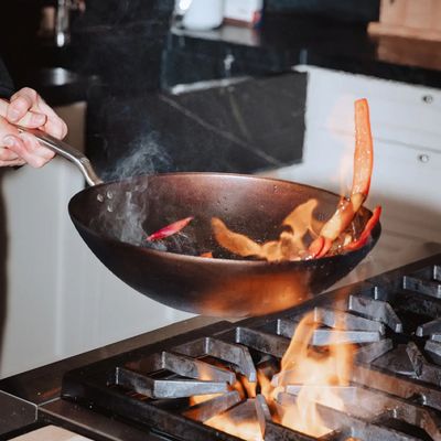 WOK 30CM CARBON STEEL, SEASONED MADE IN