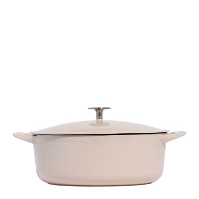 DUTCH OVEN OVAL 7.5QT ENAMELED C/IRON A/WHITE MADE IN
