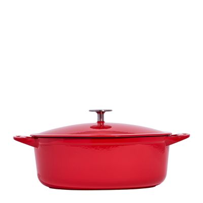 DUTCH OVEN OVAL 7.5QT ENAMELED C/IRON RED MADE IN