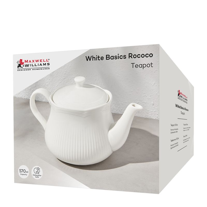 TEAPOT WHITE 570ML, M&W WHITE ROCOCO