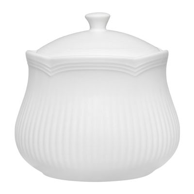 BOWL SUGAR W/LID, WHITE ROCOCO