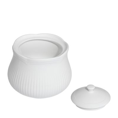 BOWL SUGAR W/LID, WHITE ROCOCO