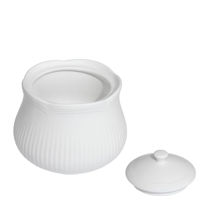 BOWL SUGAR W/LID, WHITE ROCOCO