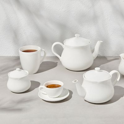 BOWL SUGAR W/LID, WHITE ROCOCO