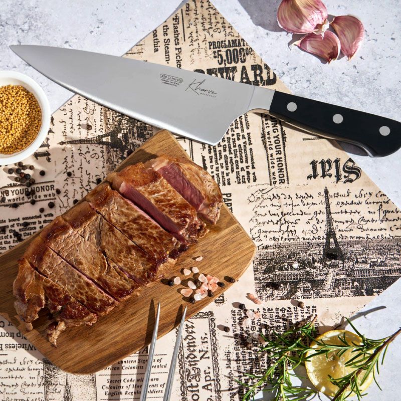 KNIFE CHEFS BLACK 200MM, MASTER-CUT KHARVE