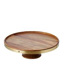 CAKE STAND ACACIA/BRASS 28CM, D&W