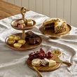 CAKE STAND ACACIA/BRASS 28CM, D&W