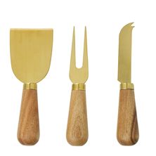 CHEESE KNIVES SET-3 ACACIA/BRASS, D&W