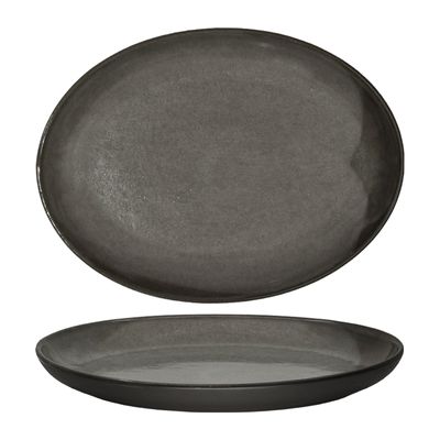 PLATE OVAL GREY 32X24CM, GEMBROOK