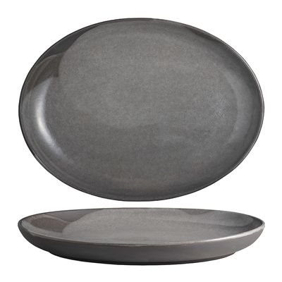 PLATE OVAL GREY 32X24CM, GEMBROOK