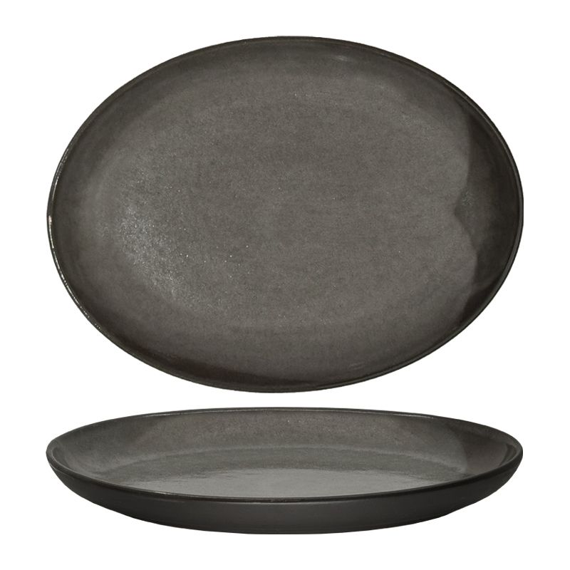 PLATE OVAL GREY 32X24CM, GEMBROOK