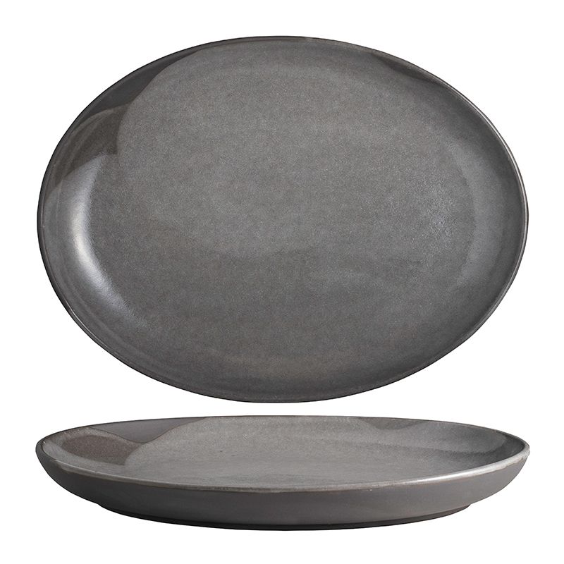 PLATE OVAL GREY 32X24CM, GEMBROOK