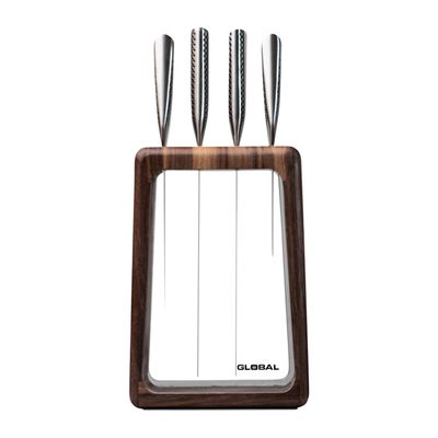 KNIFE BLOCK 5PCE WALNUT HASHIRA, GLOBAL