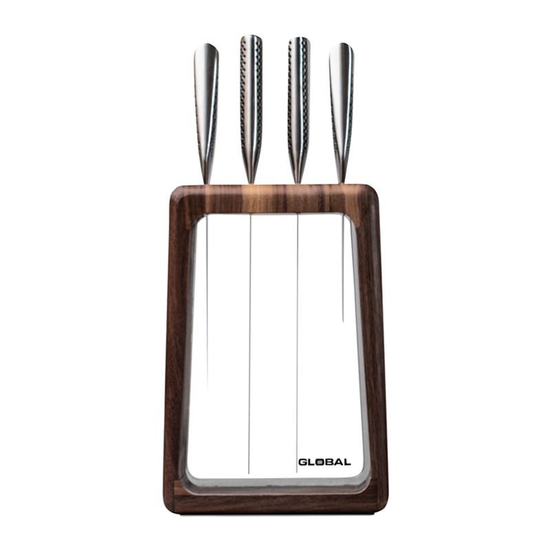 KNIFE BLOCK 5PCE WALNUT HASHIRA, GLOBAL