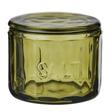 SALT JAR GLASS GREEN 9.5X8CM, LIA