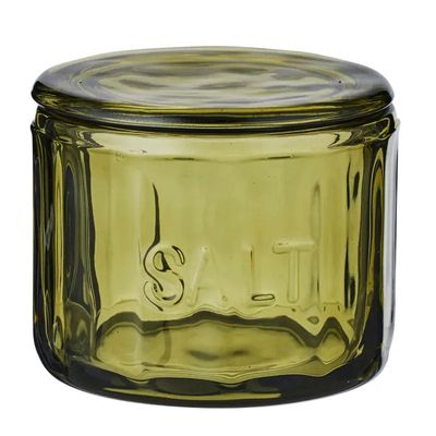 SALT JAR GLASS GREEN 9.5X8CM, LIA