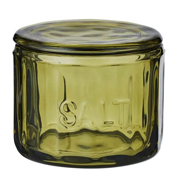 SALT JAR GLASS GREEN 9.5X8CM, LIA