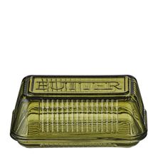 BUTTER DISH GLASS GREEN 17X10CM, LIA