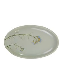 PLATE OVAL NAT/BLUE 20X12.5CM, FIORO CER