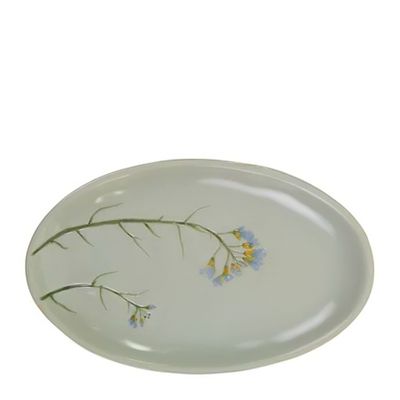 PLATE OVAL NAT/BLUE 20X12.5CM, FIORO CER