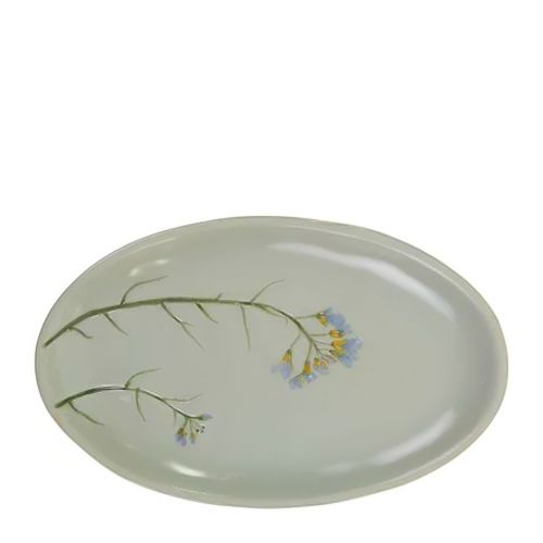 PLATE OVAL NAT/BLUE 20X12.5CM, FIORO CER