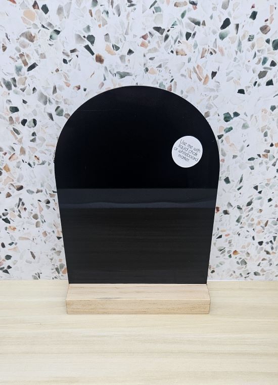 BLANK SIGN BLACK ARCH 200X150MM WOODEN BASE