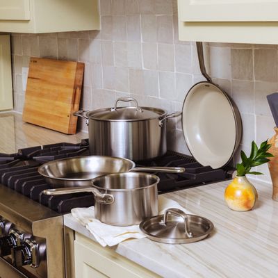 COOKWARE SET 6PCE S/S W CC FRYPAN MADE IN