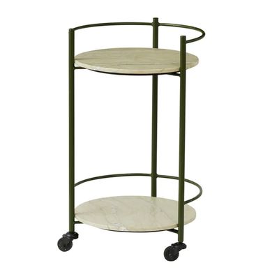 BAR CART MARBLE/METAL GREEN 45X75CM, LOREN