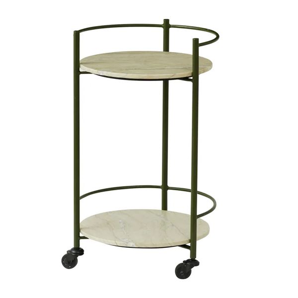 BAR CART MARBLE/METAL GREEN 45X75CM, LOREN